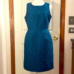 NWT J Crew Peacock Blue Jacquard Sheath Dress size 2